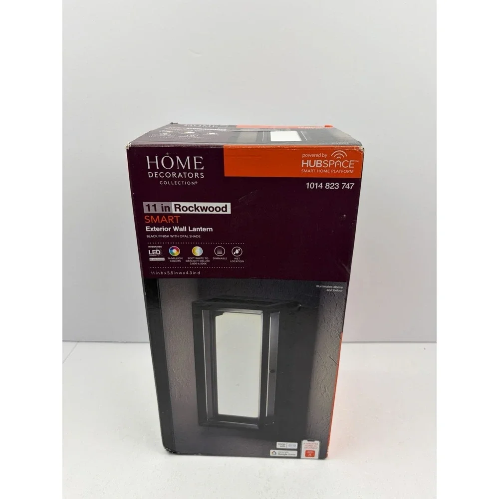 Home Decorators Rockwood Black Outdoor LED Smart Wall Lantern 1014 823 747 NEW